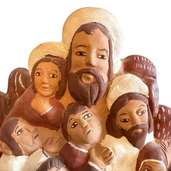 Vintage Handmade Peruvian Clay Statue Figurine Jesus Storyteller Folk Art - Picture 2 of 8